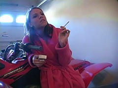 Hot teen slut Addison smoking on the camera for you