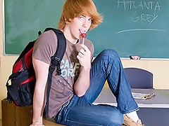 A geeky blond twink bonds with photography teacher and submit into sucking cock