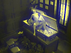 Pair of funeral home workers are busted on spycam fucking in a coffin before a funeral