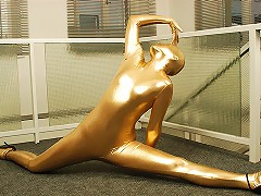 Golden latex suit for a cupcake that deserves the gold medal for the way she looks naked!