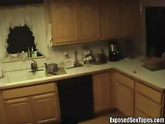 Live-in partners John and Ali were so horny that they even videotape their screwing session right in their kitchen. With whi