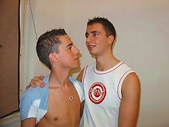 This awesome twink sex clip starts with two cute gay buddies walking into a room. They began stripping off their clothes and stro