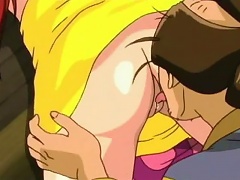Flirty anime nymphet with huge knockers getting pink pussy licked