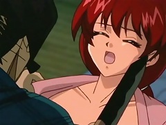 Busty redhead anime babe gets banged by a massive schlong