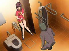 Magnificent hentai chick gets pussy vibrated on the bathroom floor