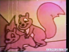 In this classic cartoon we see a young couple fucking in the open air. A little further on a couple of squirrels are doing 