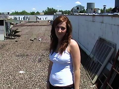 An abandoned lot is a place for frolicking for this brunette slut. See her in all her naked glory as she 
